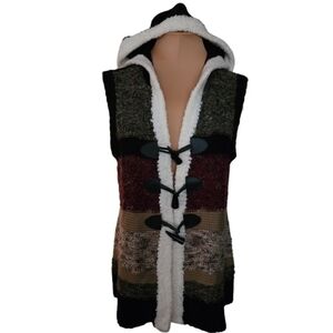Christopher & Banks Colorblock‎ Hooded Knit Vest Women's Medium